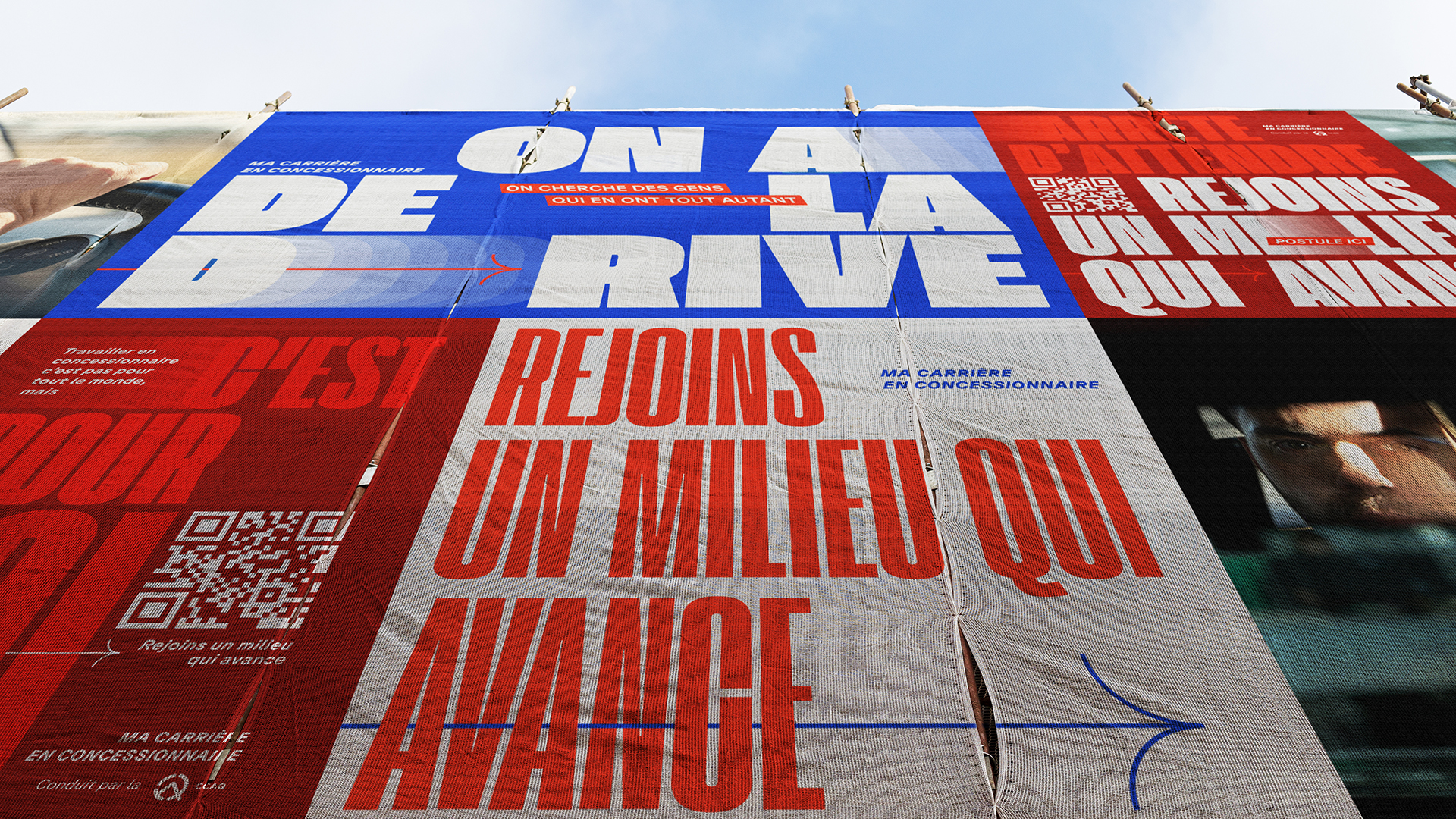 Affiche extérieure de la campagne marque employeur de la CCAQ pour recruter en concessionnaire.